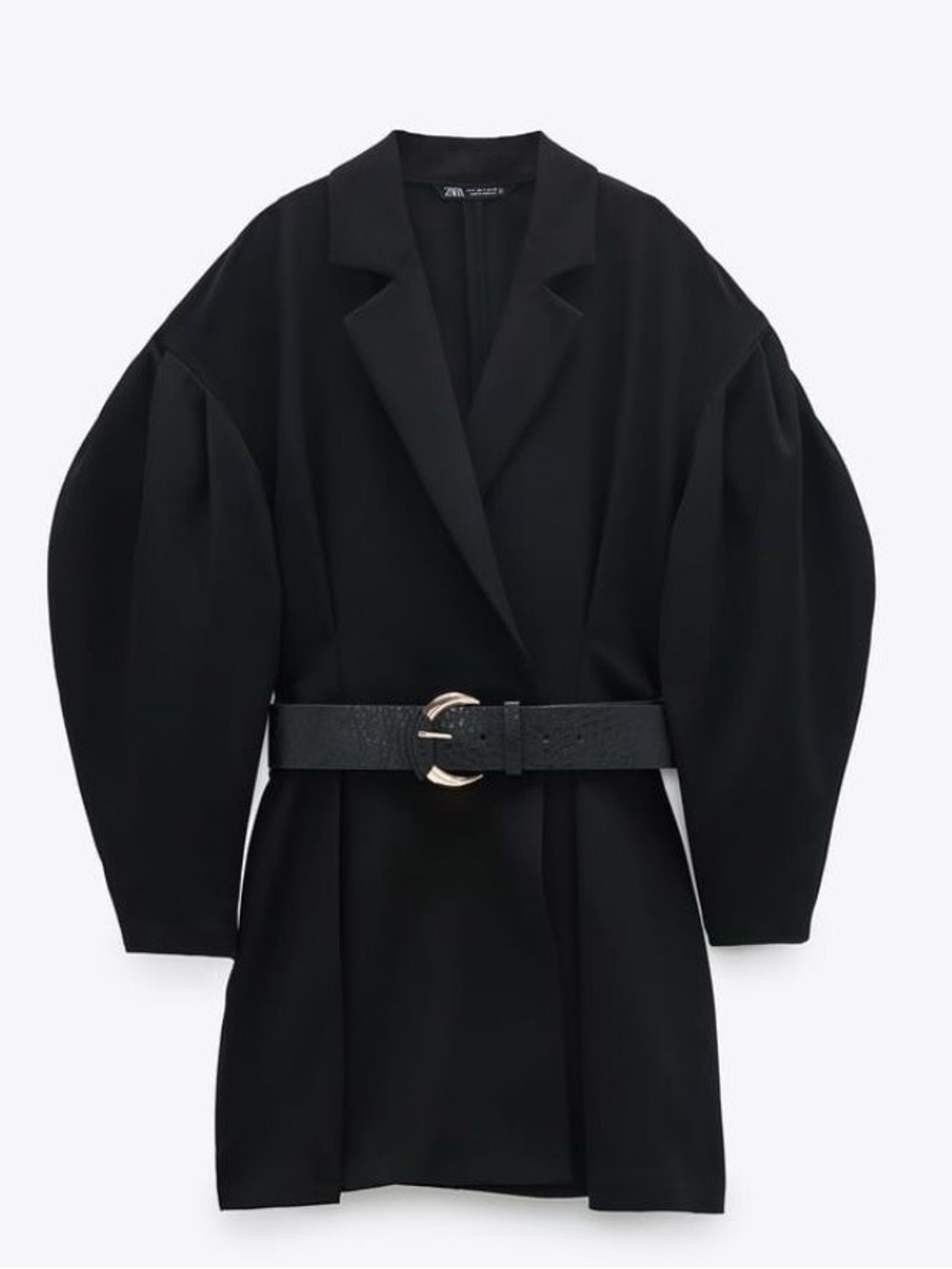 Zara Puff Sleeve Blazer Romper Mini Dress - Black - Size S (No Belt)